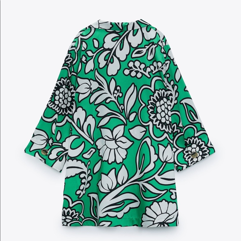 LONG FLORAL PRINT OVERSIZED BLOUSE - Picture 7 of 9